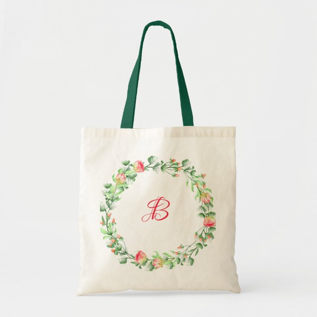 Bolso De Tela Wreath Rosa (Frente)