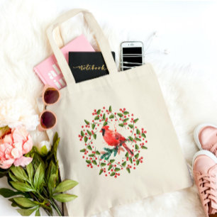 Bolso De Tela Wreath y Red Bird