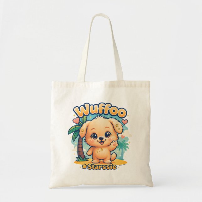 Bolso De Tela Wuffoo Starssie Kawaii Puppy Tropical Island (Frente)