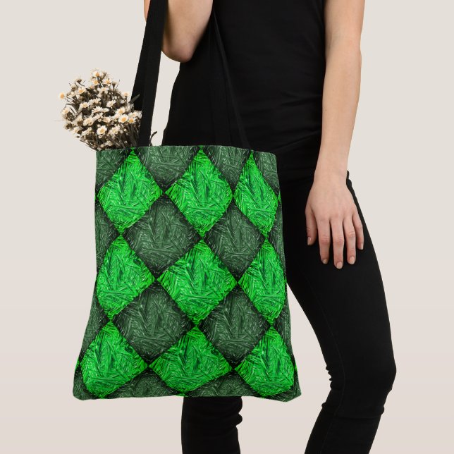 Bolso De Tela Xadrez verde Falsa ou folhas de coqueiro. (Detalle)