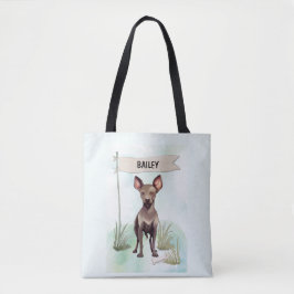 Bolso De Tela Xoloitzcuintli Acuarela Perro Personalizado