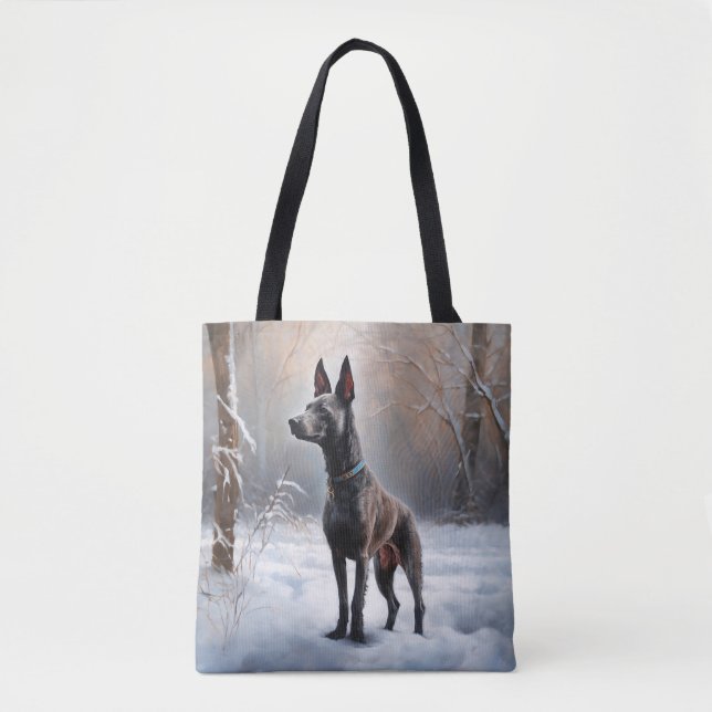Bolso De Tela Xoloitzcuintli Deja Que Nieva Navidades (Anverso)