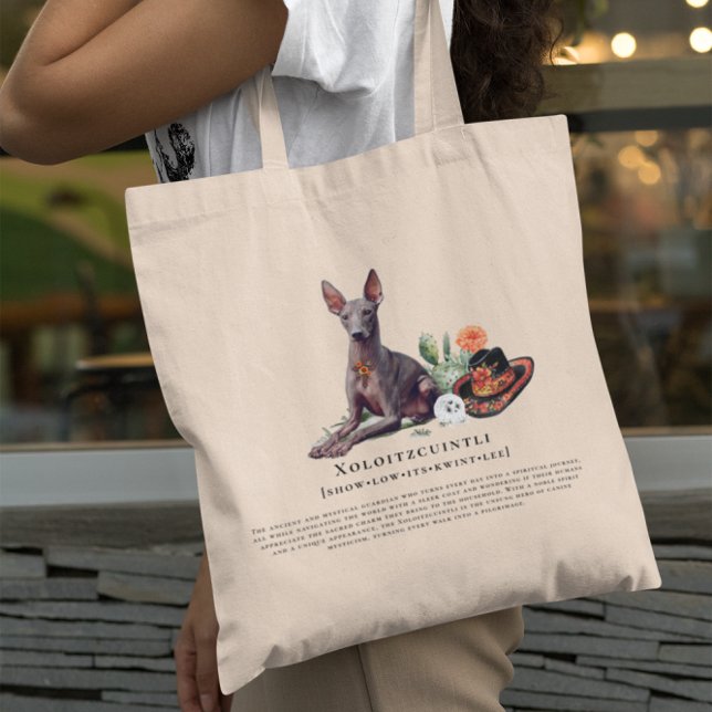 Bolso De Tela Xoloitzcuintli | Perro sin pelo mexicano acuarela (Subido por el creador)