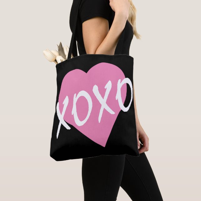 Bolso De Tela XOXO Corazón Rosa (Detalle)