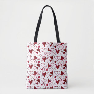 Bolso De Tela XXOO Mano Ilustrada Coquette San Valentín