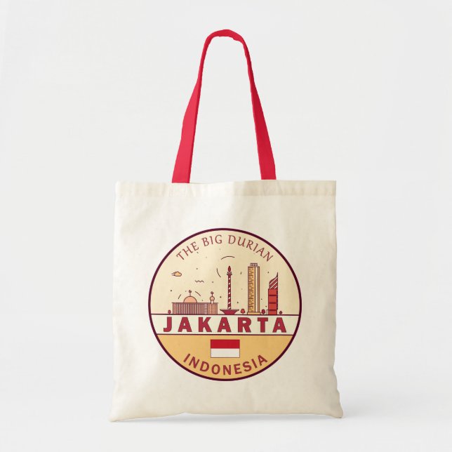Bolso De Tela Yakarta Indonesia City Skyline Emblem (Frente)