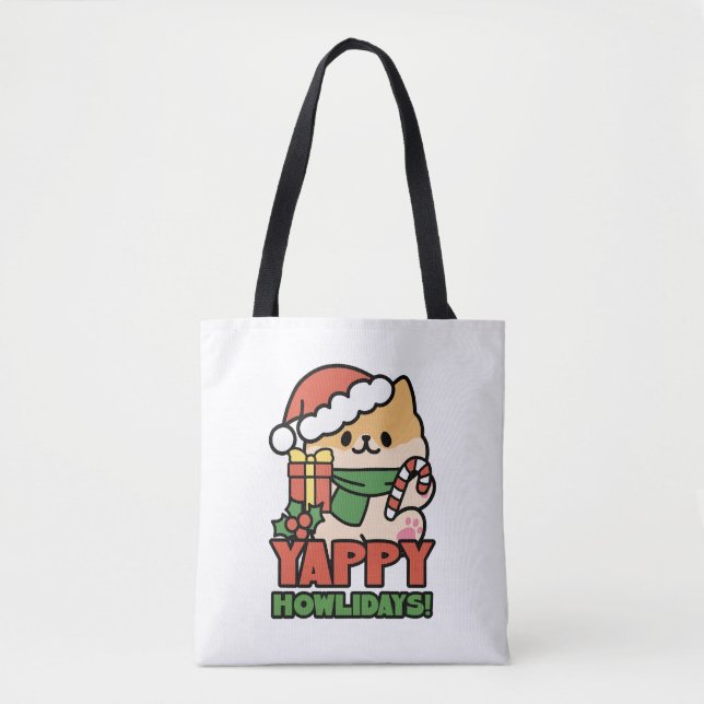 Bolso De Tela Yappy Howlidays - Personalizado de perros Navidade (Anverso)