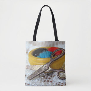 Bolso De Tela Yarn y tijeras - tote