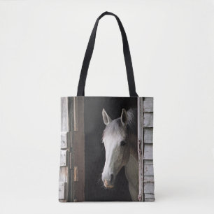 Bolso De Tela Yegua Gris Animales de Granja Caballos Marrón