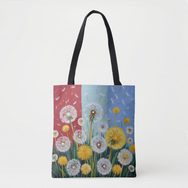 Bolso De Tela Yellow and White Dandelions  (Anverso)