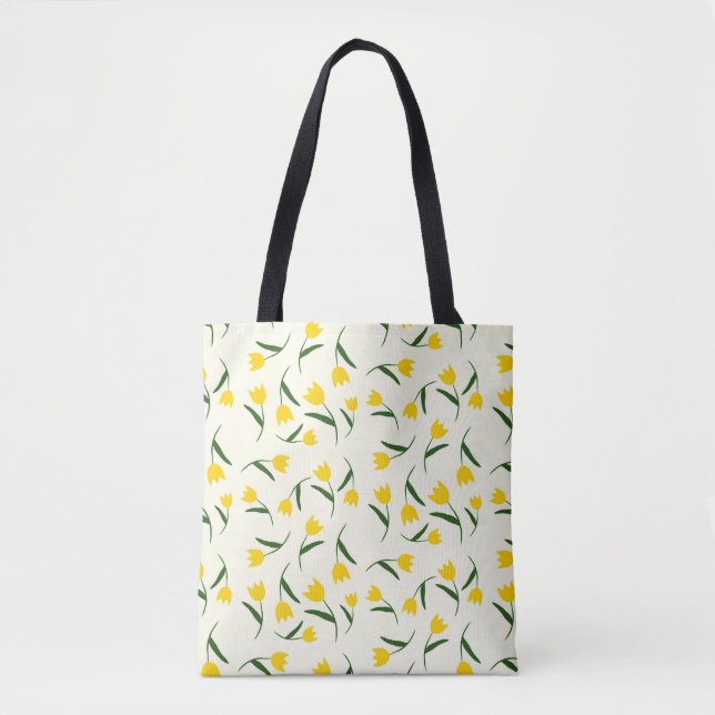 Bolso De Tela Yellow Tulip Pattern  (Anverso)