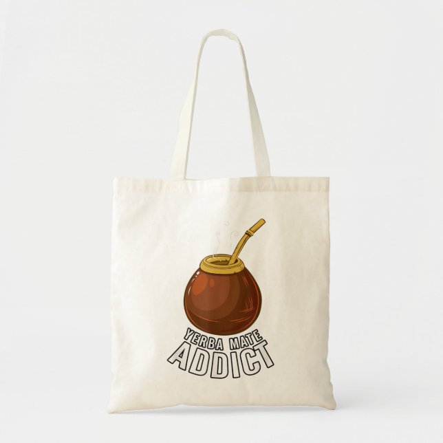 Bolso De Tela Yerba Mate Addict, Gourd and Bombilla (Frente)