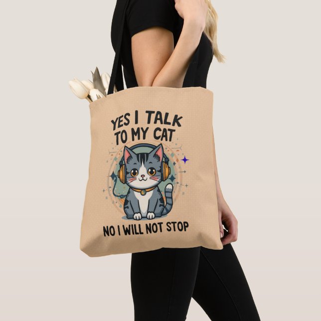 Bolso De Tela Yes I Talk To My Cat Funny Cat Quote (Detalle)