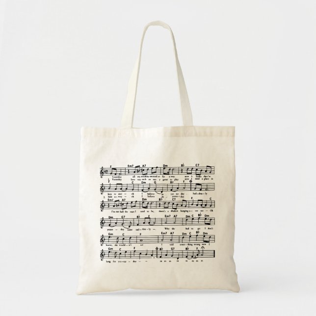 Bolso De Tela YESTERDAY SHEET MUSIC partitura (Frente)