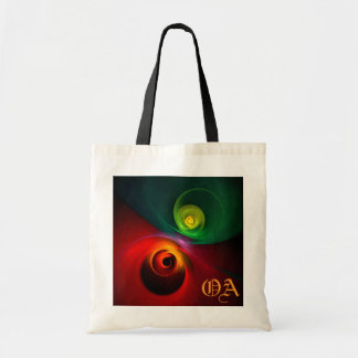 Bolso De Tela Yin Verde Rojo Yang Patrón de arte abstracto moder