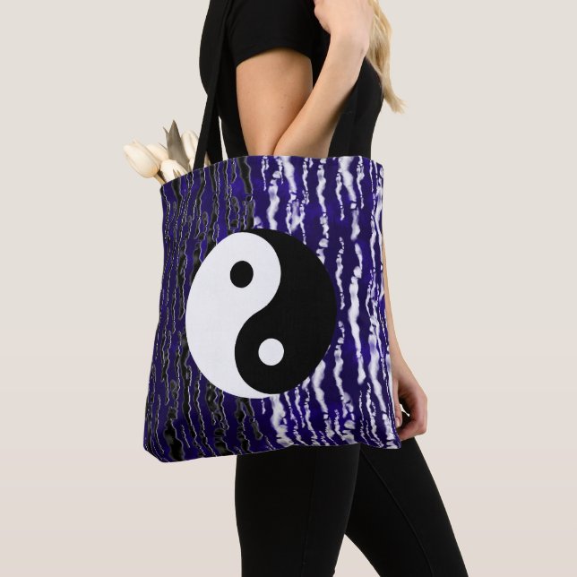 Bolso De Tela Yin Yang Azul Tranquilidad Zen Energía (Detalle)