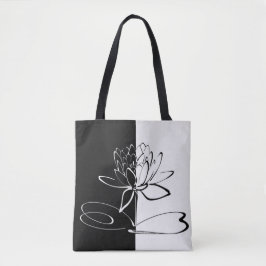 Bolso De Tela Yin Yang Black White Lotus Blossom