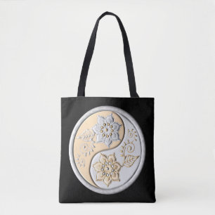 Bolso De Tela Yin Yang de plata y oro
