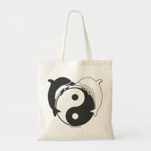 Bolso De Tela Yin Yang Delphins Black/White