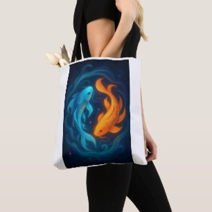 Bolso De Tela Yin Yang Koi Fish