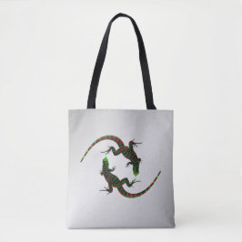 Bolso De Tela Yin Yang Lizards Silver