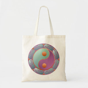 Bolso De Tela Yin Yang Medallion Violet Turquoise