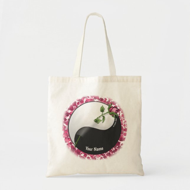 Bolso De Tela Yin Yang Rose custom name Tote Bag (Frente)