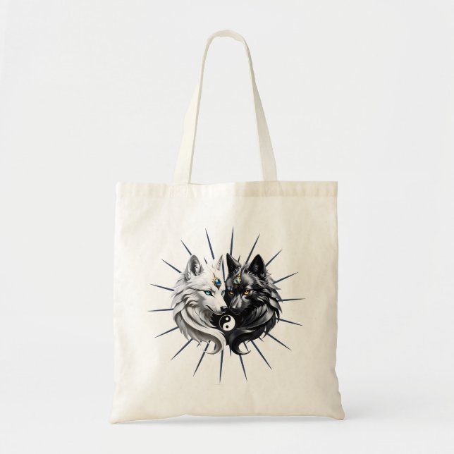 Bolso De Tela Yin Yang Wolves. (Frente)