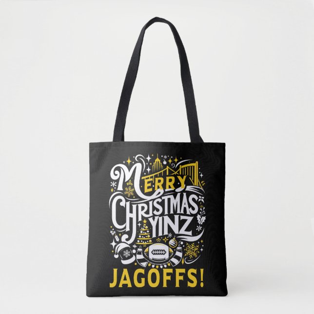 Bolso De Tela Yinz Jagoff Navidades de Pittsburgh Gift (Anverso)