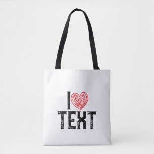 BOLSO DE TELA YO CON DISEÑO DE CORAZÓN ROJO
