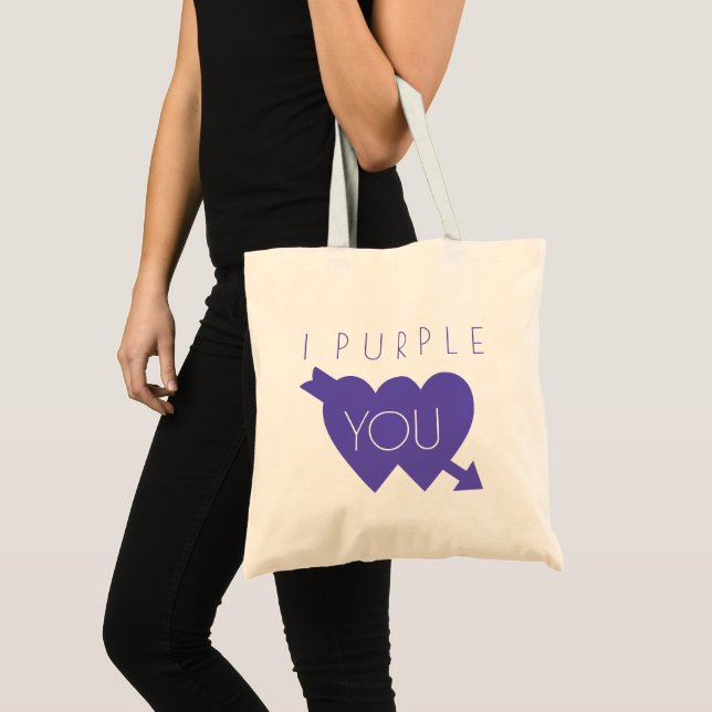 Bolso De Tela Yo Morado Cutas Corazones De Amor (Anverso (producto))
