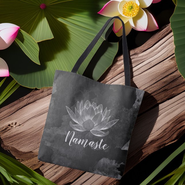 Bolso De Tela YOGA Meditación Reiki Instructor Black White Lotus (Subido por el creador)
