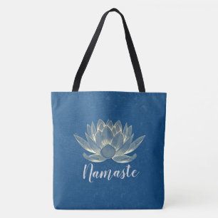 Bolso De Tela YOGA Meditación Reiki Instructor Blue & Gold Lotus