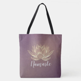 Bolso De Tela YOGA Meditación Reiki Instructor Purple Gold Lotus