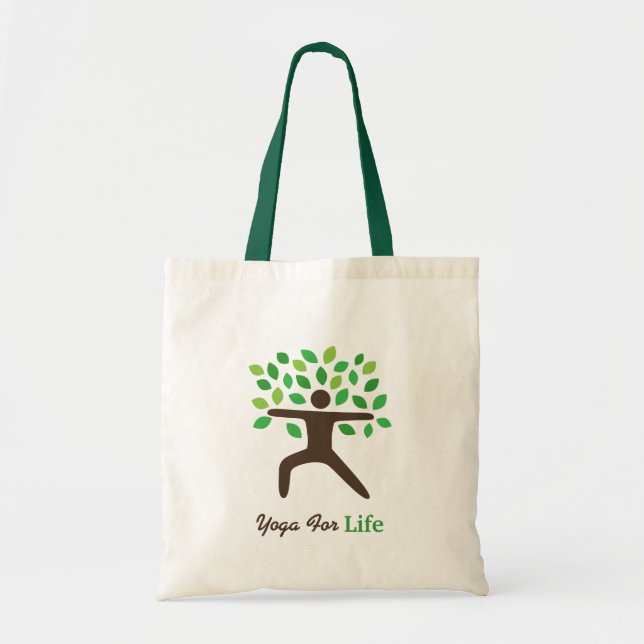 Bolso De Tela Yoga para la vida, actitud del guerrero, árbol (Frente)