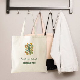 Bolso De Tela Yoga pose swirls green orange name slogan retro