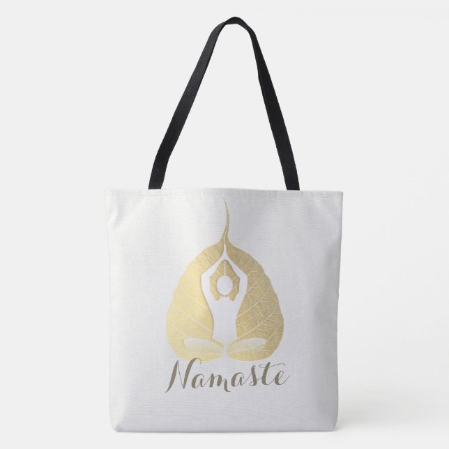 Bolso De Tela Yoga Studio Instructor Meditación Pose Bodhi Leaf (Anverso)