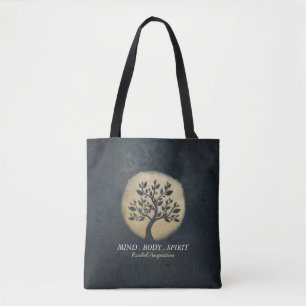 Bolso De Tela Yoga Studio Meditation Instructor Black Gold Tree