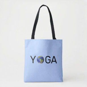 Bolso De Tela Yoga tierra moderno y trendy sobre azul claro