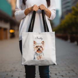 Bolso De Tela Yorkie de acuarela personalizada