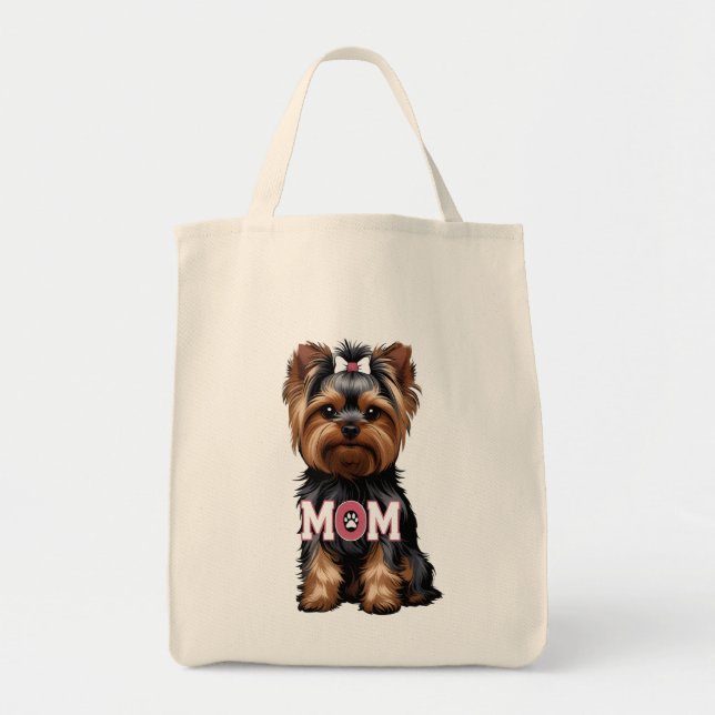Bolso De Tela Yorkie Mom Tote Bag (Frente)