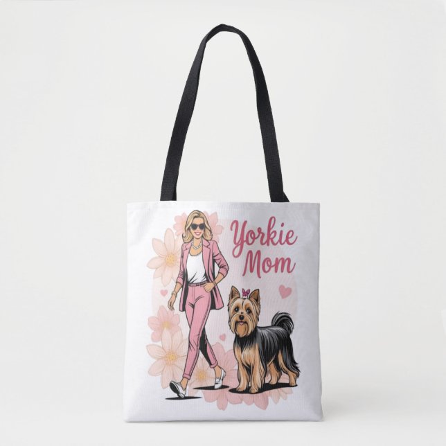 Bolso De Tela Yorkie Mom Tote Bag (Anverso)