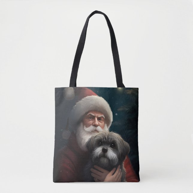 Bolso De Tela Yorkipoo con Navidades festivos de Santa Claus (Anverso)
