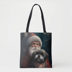 Bolso De Tela Yorkipoo con Santa Claus Navideño