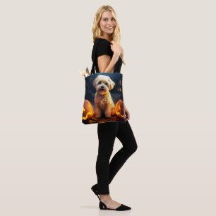 Bolso De Tela Yorkipoo de Halloween con calabazas temerosas