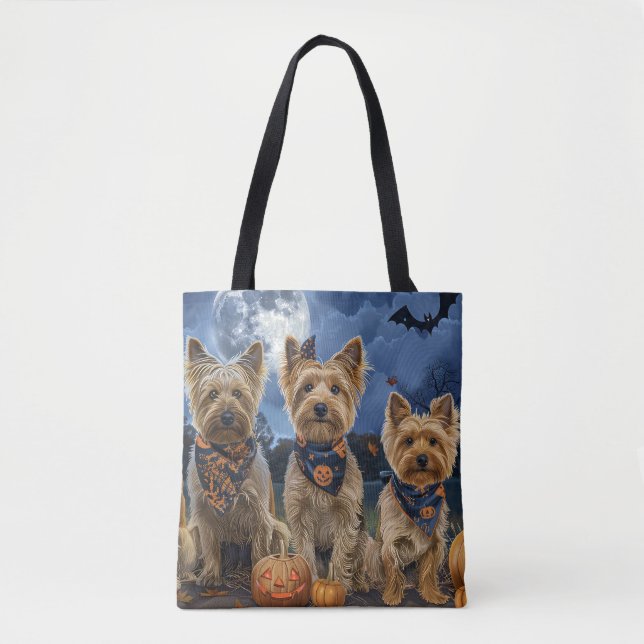 Bolso De Tela Yorkipoo Halloween Spooky (Anverso)