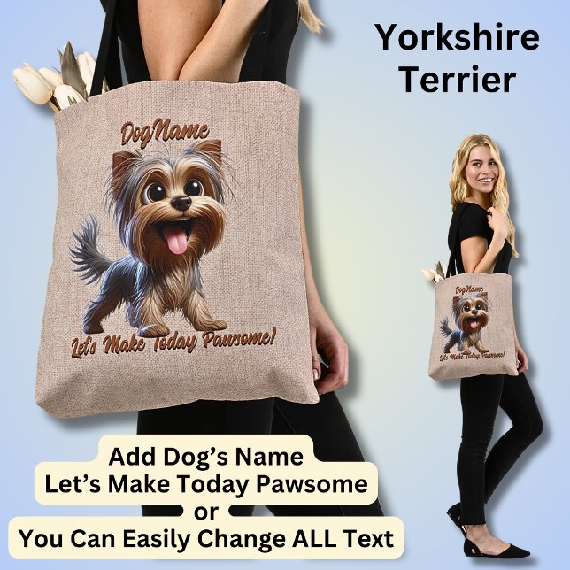 Bolso De Tela Yorkshire Terrier - Añadir nombre de perro, cambia (Subido por el creador)