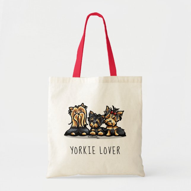 Bolso De Tela Yorkshire Terrier Trio Yorkie Lover (Frente)