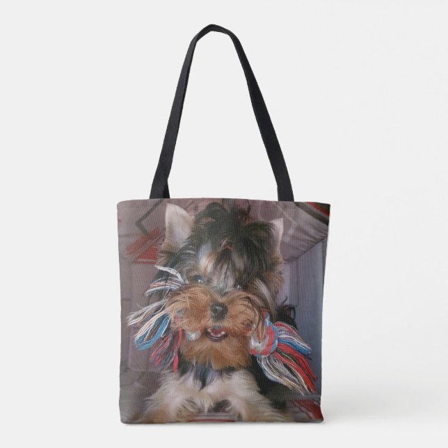 Bolso De Tela Yorkshire Terriers (Reverso)