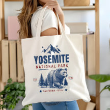 Yosemite National Park Vintage Bear Tote Bag
